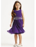 Ruched Chiffon Beaded Knee Length Flower Girl Dress